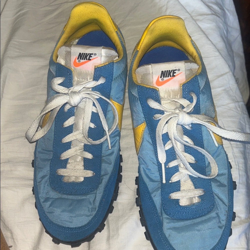 Nike Light Blue and Yellow Low-Top Sneakers